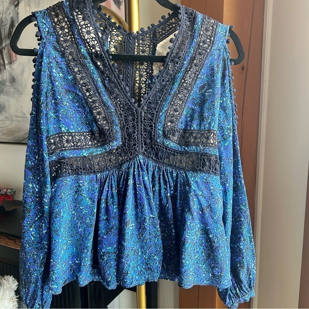 REBECCA TAYLOR Cold Shoulder Silk Blouse, Size 0
